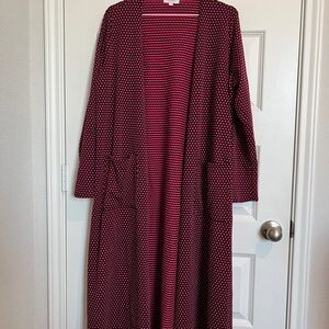 Lularoe Sarah Pink & Black Long Open Cardigan